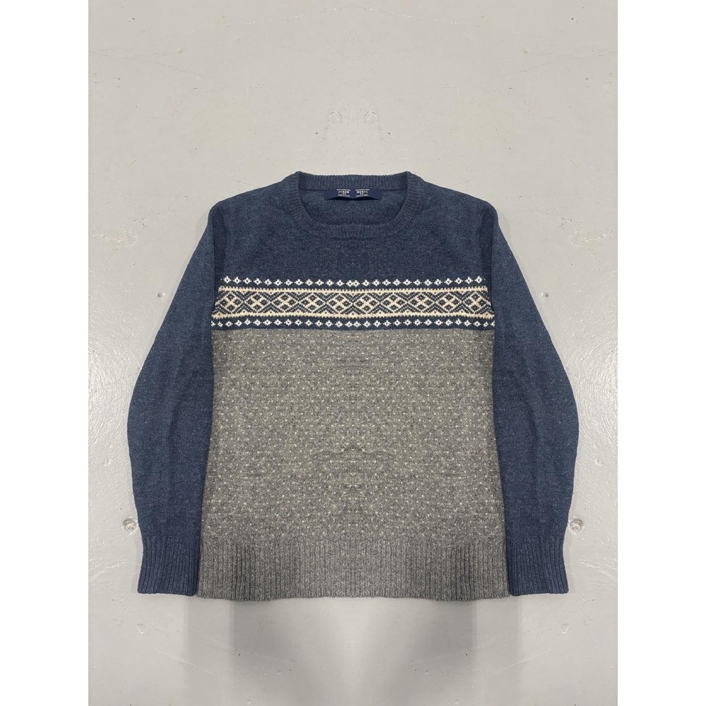 J. Crew 100% Lambswool Knit Fair Isle Sweater Mens Small Cabin Ski Grandpa